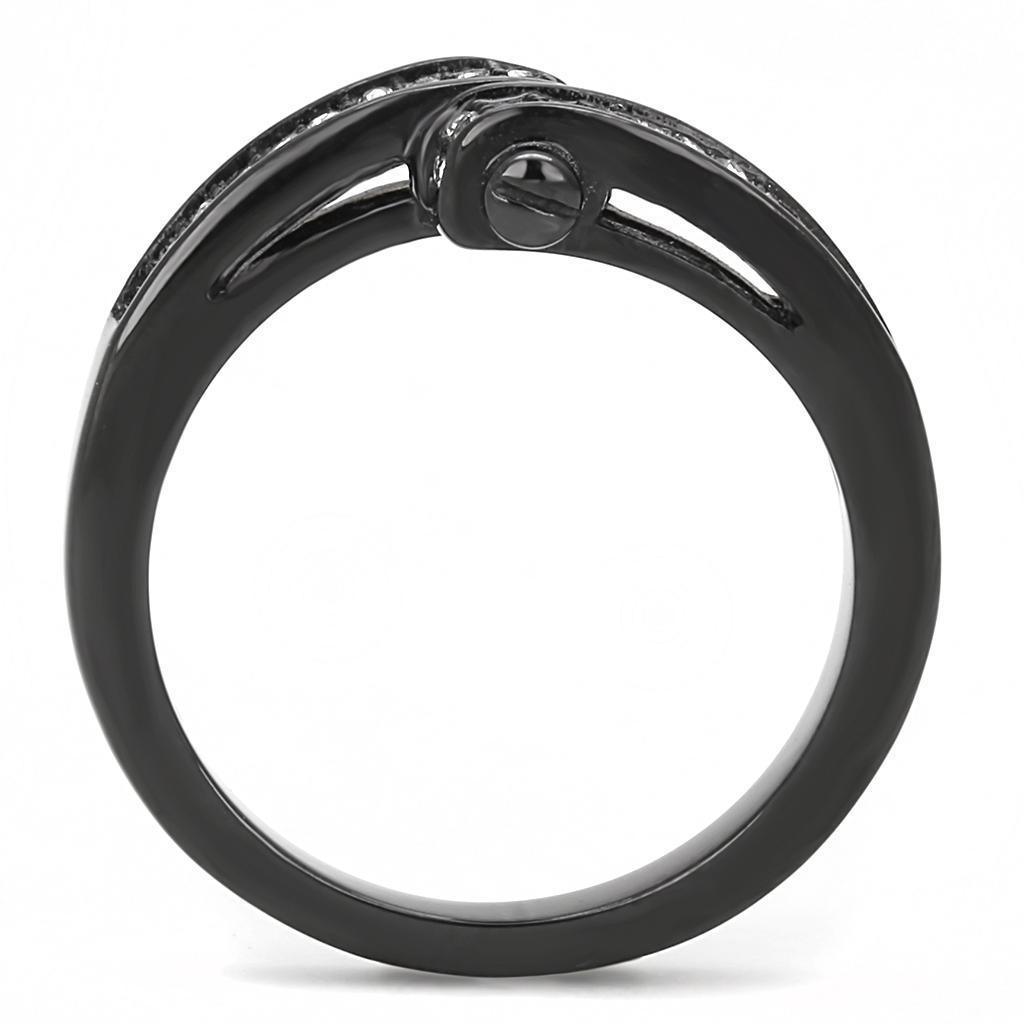 Womens Light Black Ring Anillo Para Mujer 316L Stainless Steel Ring with Top Grade Crystal in Clear Ember - Jewelry Store by Erik Rayo