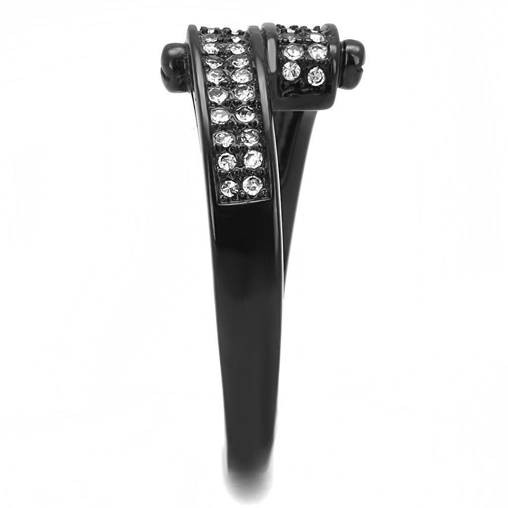 Womens Light Black Ring Anillo Para Mujer 316L Stainless Steel Ring with Top Grade Crystal in Clear Ember - Jewelry Store by Erik Rayo