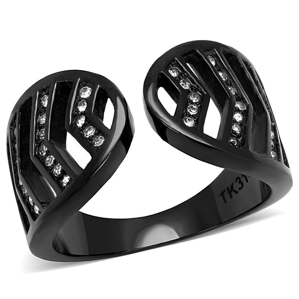 Womens Light Black Ring Anillo Para Mujer 316L Stainless Steel Ring with Top Grade Crystal in Clear Eve - Jewelry Store by Erik Rayo