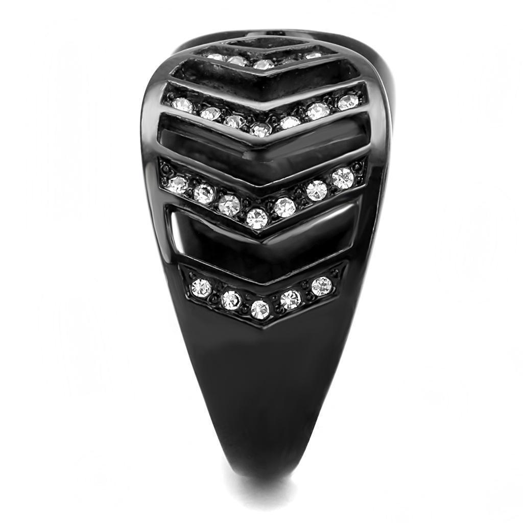 Womens Light Black Ring Anillo Para Mujer 316L Stainless Steel Ring with Top Grade Crystal in Clear Eve - Jewelry Store by Erik Rayo