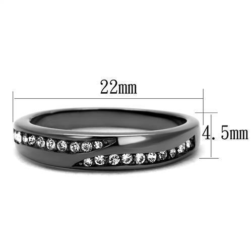 Womens Light Black Ring Anillo Para Mujer 316L Stainless Steel Ring with Top Grade Crystal in Clear Pearla - Jewelry Store by Erik Rayo