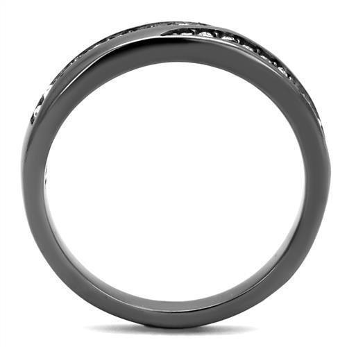 Womens Light Black Ring Anillo Para Mujer 316L Stainless Steel Ring with Top Grade Crystal in Clear Pearla - Jewelry Store by Erik Rayo