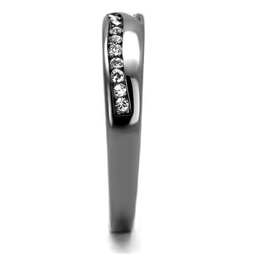 Womens Light Black Ring Anillo Para Mujer 316L Stainless Steel Ring with Top Grade Crystal in Clear Pearla - Jewelry Store by Erik Rayo