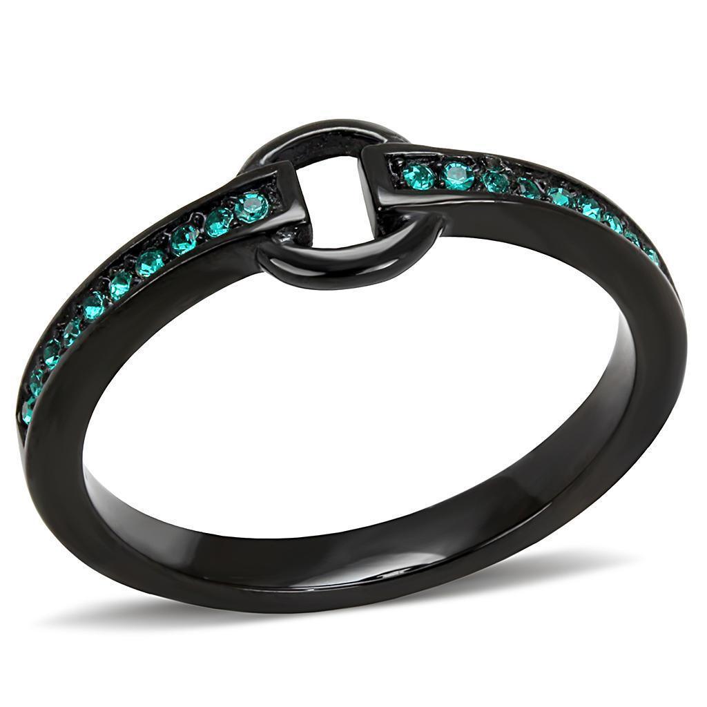 Womens Light Black Ring Anillo Para Mujer 316L Stainless Steel Ring with Top Grade Crystal in Emerald Eton - Jewelry Store by Erik Rayo