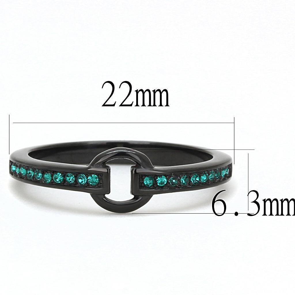 Womens Light Black Ring Anillo Para Mujer 316L Stainless Steel Ring with Top Grade Crystal in Emerald Eton - Jewelry Store by Erik Rayo