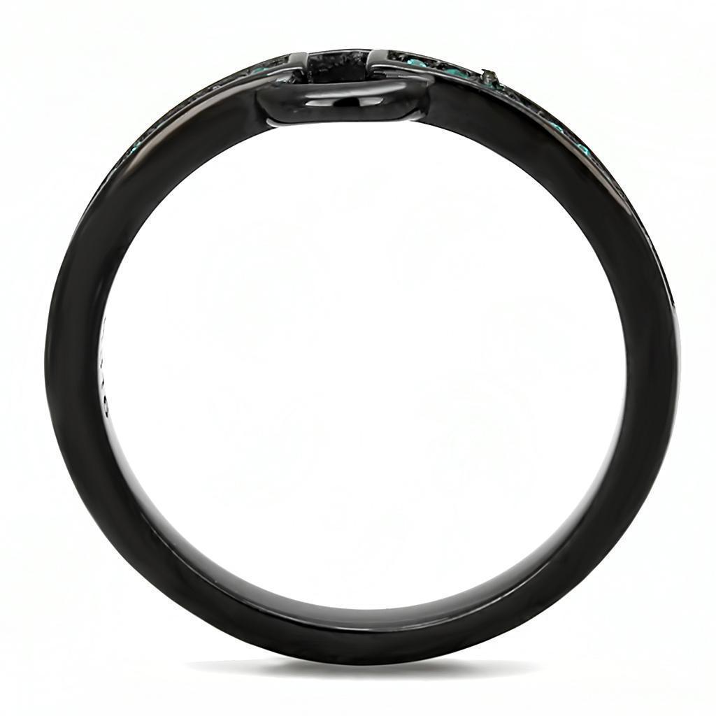 Womens Light Black Ring Anillo Para Mujer 316L Stainless Steel Ring with Top Grade Crystal in Emerald Eton - Jewelry Store by Erik Rayo