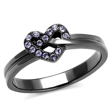 Load image into Gallery viewer, Womens Light Black Ring Anillo Para Mujer y Ninos Kids 316L Stainless Steel Ring with Top Grade Crystal in Light Amethyst Ella - Jewelry Store by Erik Rayo
