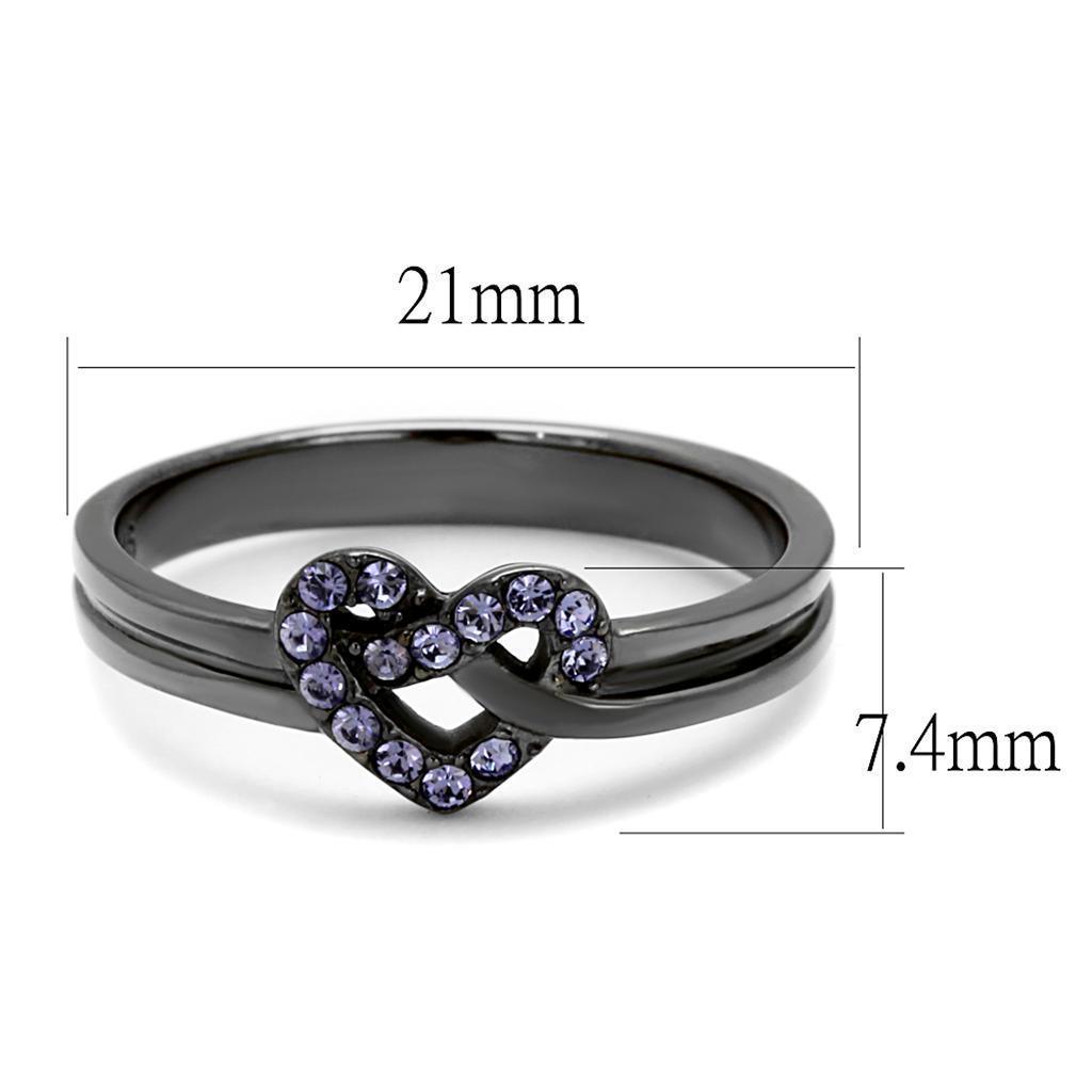 Womens Light Black Ring Anillo Para Mujer 316L Stainless Steel Ring with Top Grade Crystal in Light Amethyst Ella - Jewelry Store by Erik Rayo
