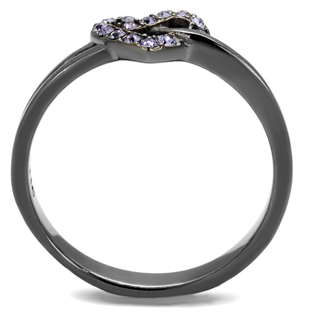 Womens Light Black Ring Anillo Para Mujer 316L Stainless Steel Ring with Top Grade Crystal in Light Amethyst Ella - Jewelry Store by Erik Rayo