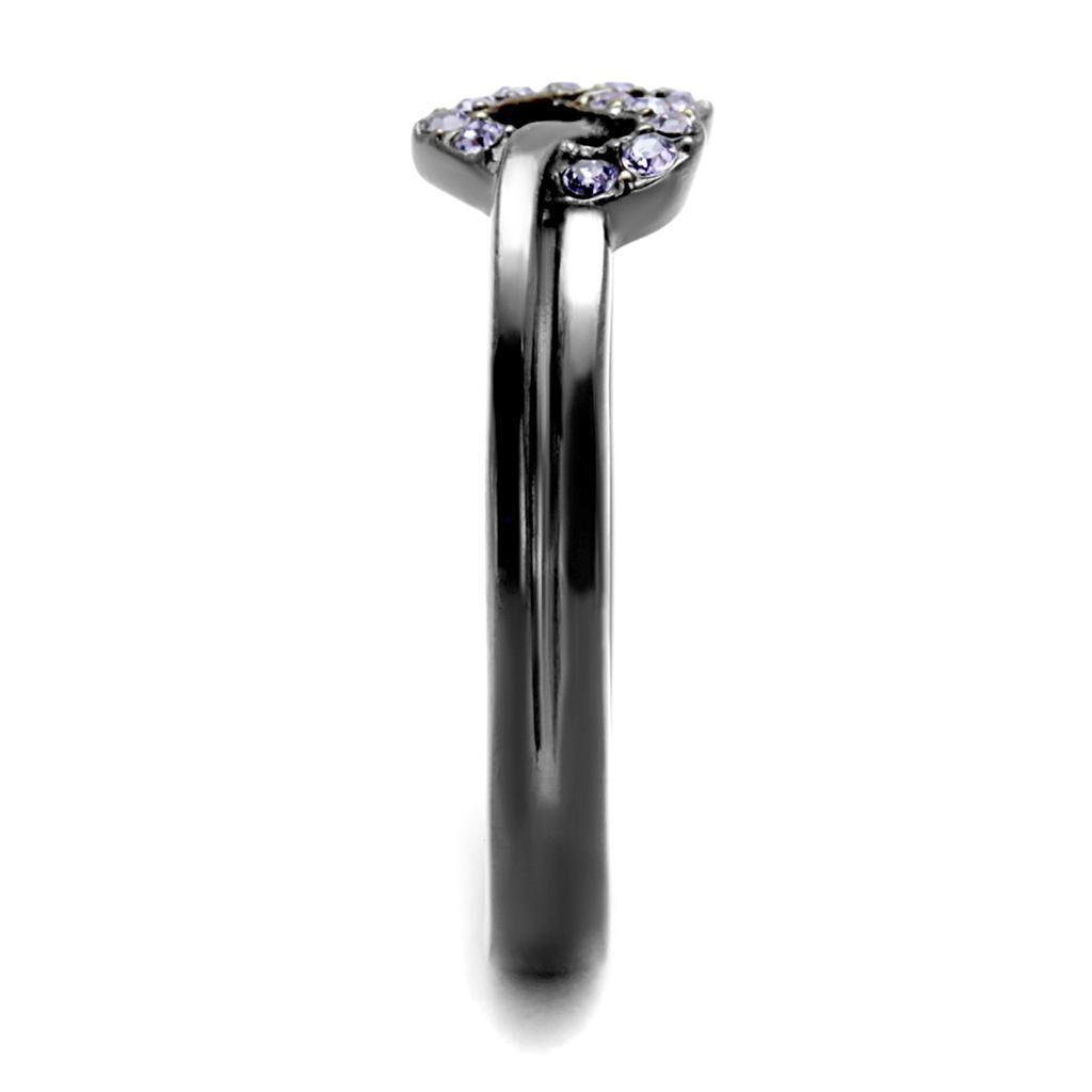 Womens Light Black Ring Anillo Para Mujer 316L Stainless Steel Ring with Top Grade Crystal in Light Amethyst Ella - Jewelry Store by Erik Rayo
