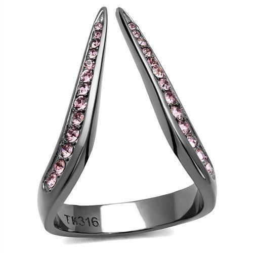 Womens Light Black Ring Anillo Para Mujer 316L Stainless Steel Ring with Top Grade Crystal in Light Amethyst Ridhi - Jewelry Store by Erik Rayo