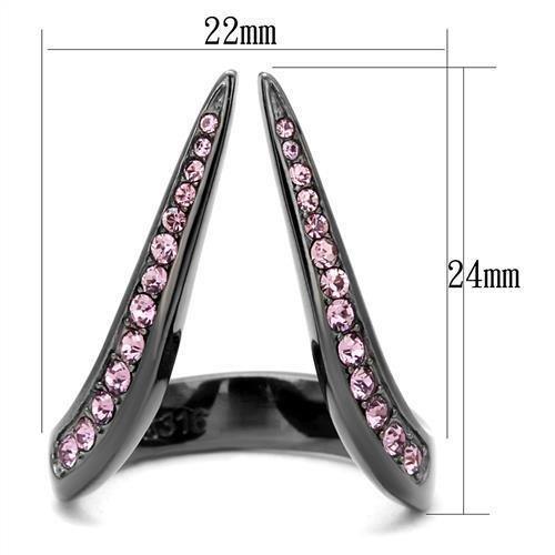 Womens Light Black Ring Anillo Para Mujer 316L Stainless Steel Ring with Top Grade Crystal in Light Amethyst Ridhi - Jewelry Store by Erik Rayo
