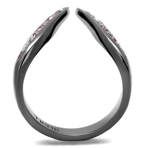 Womens Light Black Ring Anillo Para Mujer 316L Stainless Steel Ring with Top Grade Crystal in Light Amethyst Ridhi - Jewelry Store by Erik Rayo
