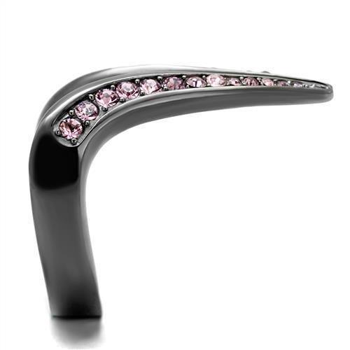 Womens Light Black Ring Anillo Para Mujer 316L Stainless Steel Ring with Top Grade Crystal in Light Amethyst Ridhi - Jewelry Store by Erik Rayo