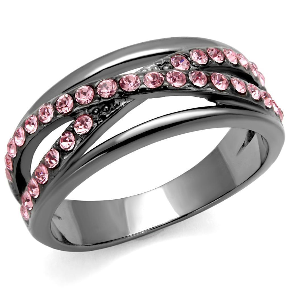 Womens Light Black Ring Anillo Para Mujer 316L Stainless Steel Ring with Top Grade Crystal in Light Peach Elsie - Jewelry Store by Erik Rayo