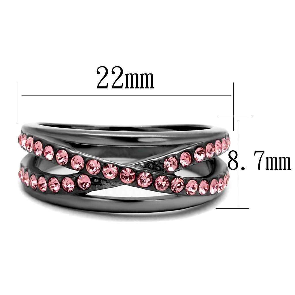 Womens Light Black Ring Anillo Para Mujer 316L Stainless Steel Ring with Top Grade Crystal in Light Peach Elsie - Jewelry Store by Erik Rayo