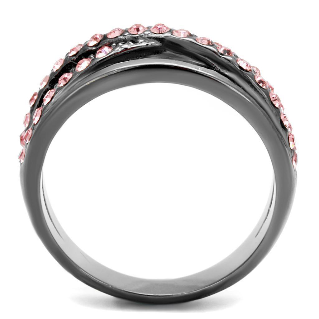 Womens Light Black Ring Anillo Para Mujer 316L Stainless Steel Ring with Top Grade Crystal in Light Peach Elsie - Jewelry Store by Erik Rayo