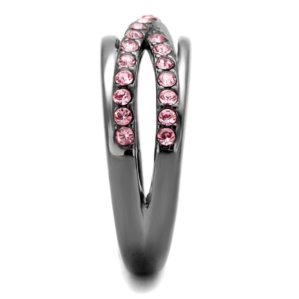 Womens Light Black Ring Anillo Para Mujer 316L Stainless Steel Ring with Top Grade Crystal in Light Peach Elsie - Jewelry Store by Erik Rayo