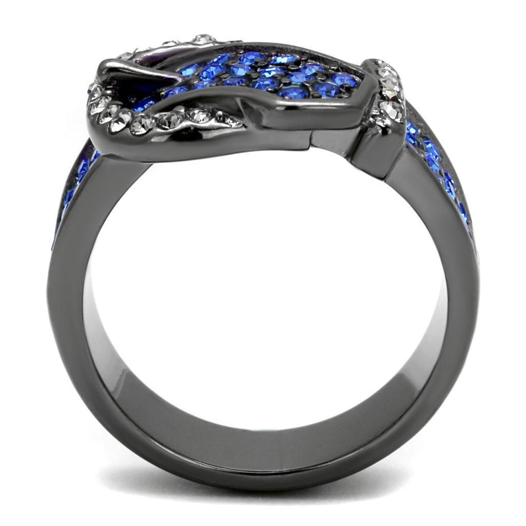 Womens Light Black Ring Anillo Para Mujer 316L Stainless Steel Ring with Top Grade Crystal in Multi Color Brea - Jewelry Store by Erik Rayo