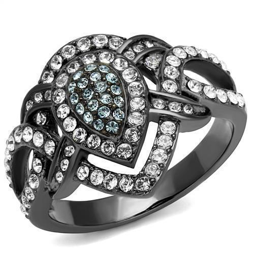 Womens Light Black Ring Anillo Para Mujer 316L Stainless Steel Ring with Top Grade Crystal in Multi Color Dora - Jewelry Store by Erik Rayo