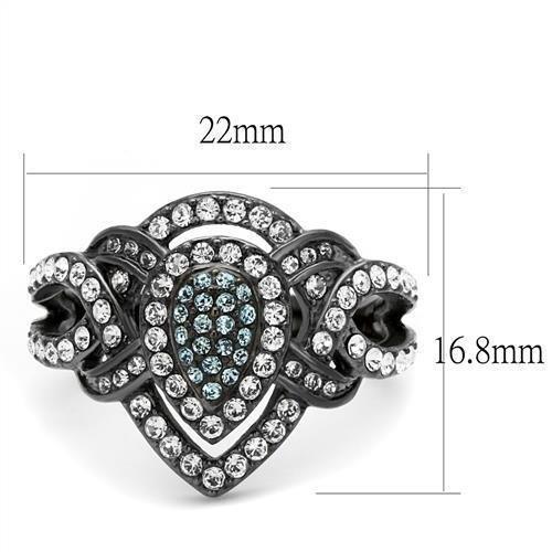 Womens Light Black Ring Anillo Para Mujer 316L Stainless Steel Ring with Top Grade Crystal in Multi Color Dora - Jewelry Store by Erik Rayo