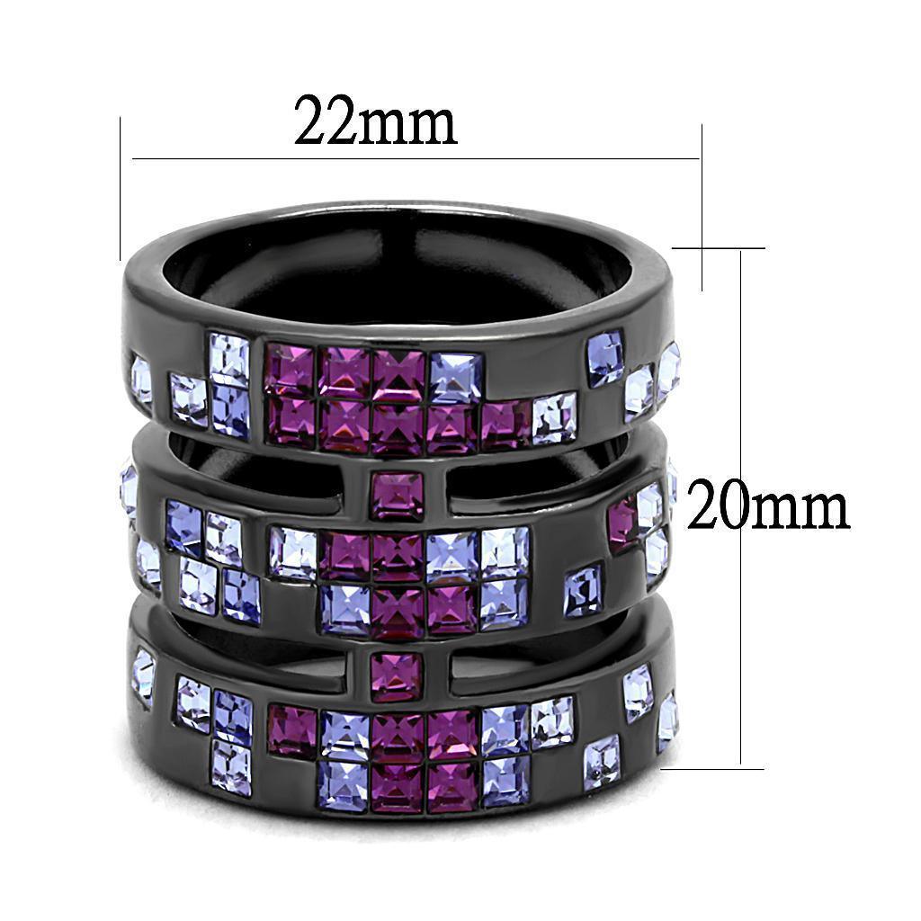 Womens Light Black Ring Anillo Para Mujer 316L Stainless Steel Ring with Top Grade Crystal in Multi Color Jovanna - Jewelry Store by Erik Rayo