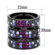 Load image into Gallery viewer, Womens Light Black Ring Anillo Para Mujer y Ninos Kids 316L Stainless Steel Ring with Top Grade Crystal in Multi Color Jovanna - Jewelry Store by Erik Rayo
