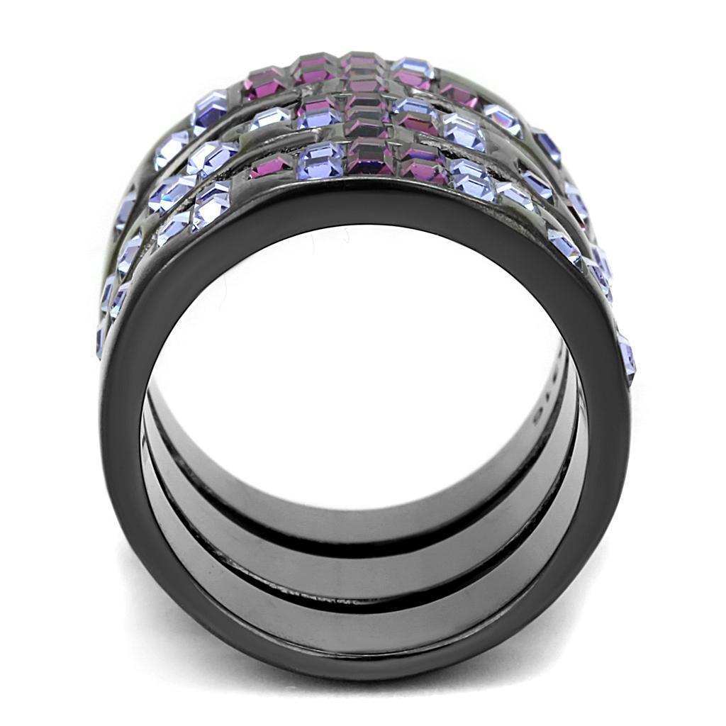 Womens Light Black Ring Anillo Para Mujer 316L Stainless Steel Ring with Top Grade Crystal in Multi Color Jovanna - Jewelry Store by Erik Rayo