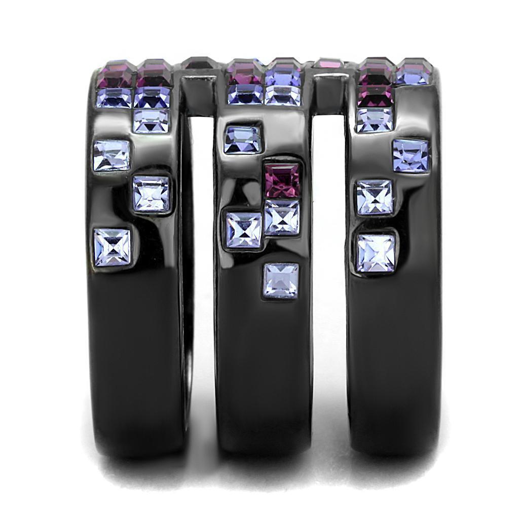 Womens Light Black Ring Anillo Para Mujer 316L Stainless Steel Ring with Top Grade Crystal in Multi Color Jovanna - Jewelry Store by Erik Rayo