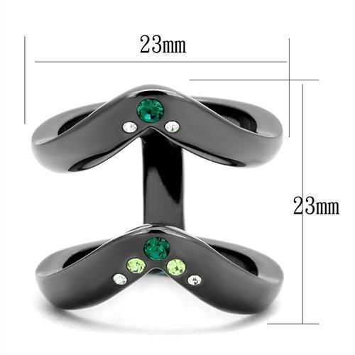 Womens Light Black Ring Anillo Para Mujer 316L Stainless Steel Ring with Top Grade Crystal in Multi Color Safiya - Jewelry Store by Erik Rayo