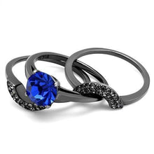 Load image into Gallery viewer, Womens Light Black Ring Anillo Para Mujer y Ninos Kids 316L Stainless Steel Ring with Top Grade Crystal in Sapphire Adah - Jewelry Store by Erik Rayo
