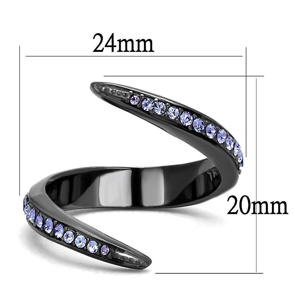 Womens Light Black Ring Anillo Para Mujer 316L Stainless Steel Ring with Top Grade Crystal in Tanzanite Ingrid - Jewelry Store by Erik Rayo
