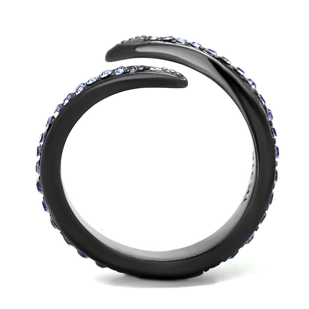 Womens Light Black Ring Anillo Para Mujer 316L Stainless Steel Ring with Top Grade Crystal in Tanzanite Ingrid - Jewelry Store by Erik Rayo