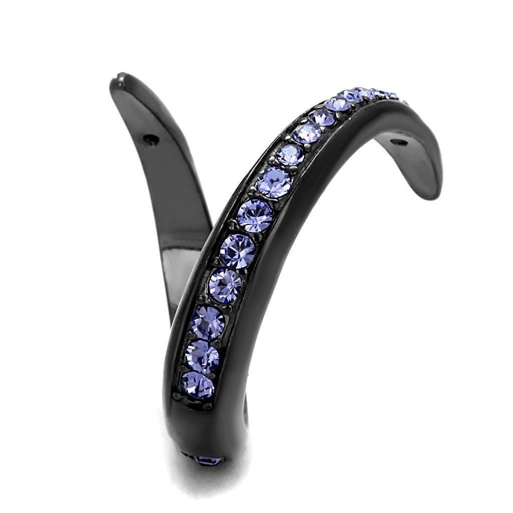Womens Light Black Ring Anillo Para Mujer 316L Stainless Steel Ring with Top Grade Crystal in Tanzanite Ingrid - Jewelry Store by Erik Rayo