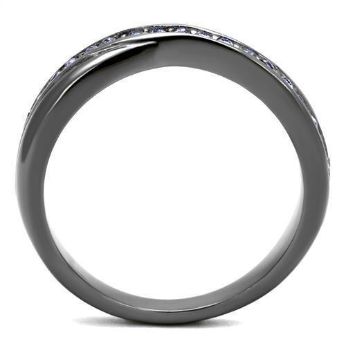 Womens Light Black Ring Anillo Para Mujer 316L Stainless Steel Ring with Top Grade Crystal in Tanzanite Olga - Jewelry Store by Erik Rayo