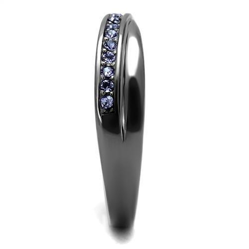 Womens Light Black Ring Anillo Para Mujer 316L Stainless Steel Ring with Top Grade Crystal in Tanzanite Olga - Jewelry Store by Erik Rayo