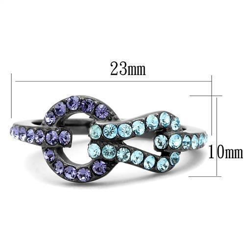 Womens Light Black Ring Anillo Para Mujer 316L Stainless Steel Ring with Top Grade Crystal in Tanzanite Paris - Jewelry Store by Erik Rayo