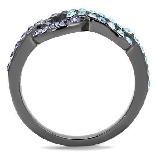 Womens Light Black Ring Anillo Para Mujer 316L Stainless Steel Ring with Top Grade Crystal in Tanzanite Paris - Jewelry Store by Erik Rayo