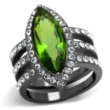 Load image into Gallery viewer, Womens Light Black Ring Anillo Para Mujer Stainless Steel Ring Glass in Peridot Analia - Jewelry Store by Erik Rayo
