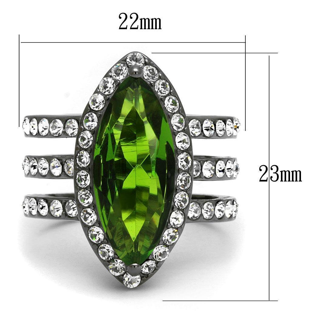 Light Black Rings for Women Anillo Para Mujer Stainless Steel Ring Glass in Peridot Analia - Jewelry Store by Erik Rayo