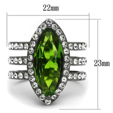 Load image into Gallery viewer, Womens Light Black Ring Anillo Para Mujer Stainless Steel Ring Glass in Peridot Analia - Jewelry Store by Erik Rayo
