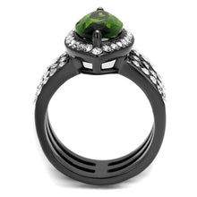 Load image into Gallery viewer, Womens Light Black Ring Anillo Para Mujer Stainless Steel Ring Glass in Peridot Analia - Jewelry Store by Erik Rayo
