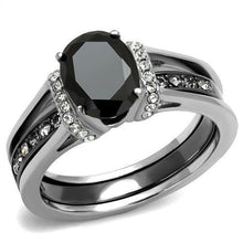 Load image into Gallery viewer, Womens Light Black Ring Anillo Para Mujer Stainless Steel Ring Synthetic Glass in Jet Adley - Jewelry Store by Erik Rayo
