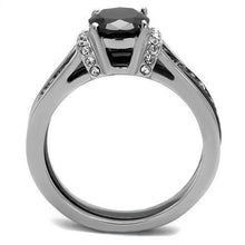 Load image into Gallery viewer, Womens Light Black Ring Anillo Para Mujer Stainless Steel Ring Synthetic Glass in Jet Adley - Jewelry Store by Erik Rayo
