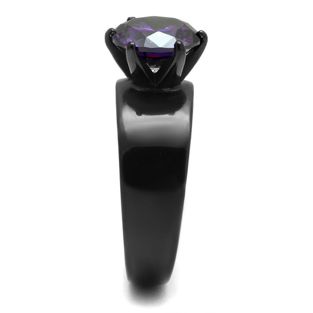 Light Black Rings for Women Anillo Para Mujer Stainless Steel Ring with AAA Grade CZ in Amethyst Danice - Jewelry Store by Erik Rayo