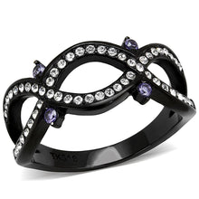 Load image into Gallery viewer, Womens Light Black Ring Anillo Para Mujer Stainless Steel Ring with AAA Grade CZ in Amethyst Dinah - Jewelry Store by Erik Rayo
