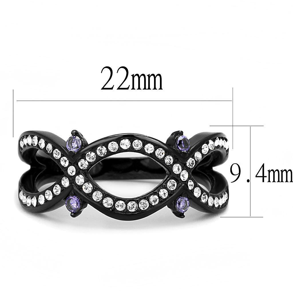 Light Black Rings for Women Anillo Para Mujer Stainless Steel Ring with AAA Grade CZ in Amethyst Dinah - Jewelry Store by Erik Rayo