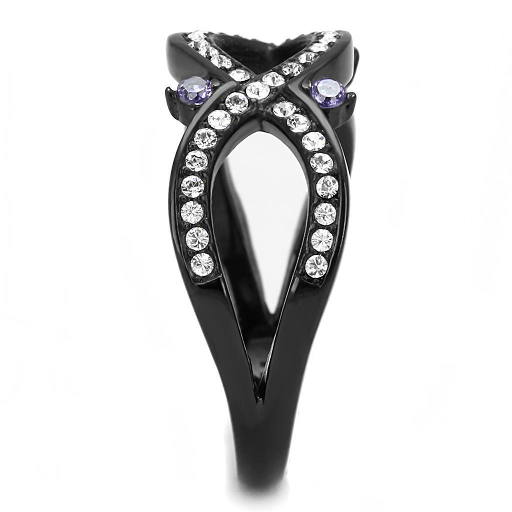 Light Black Rings for Women Anillo Para Mujer Stainless Steel Ring with AAA Grade CZ in Amethyst Dinah - Jewelry Store by Erik Rayo