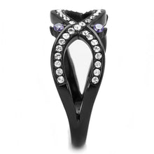 Load image into Gallery viewer, Womens Light Black Ring Anillo Para Mujer Stainless Steel Ring with AAA Grade CZ in Amethyst Dinah - Jewelry Store by Erik Rayo
