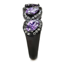 Load image into Gallery viewer, Womens Light Black Ring Anillo Para Mujer Stainless Steel Ring with AAA Grade CZ in Amethyst Estefana - Jewelry Store by Erik Rayo
